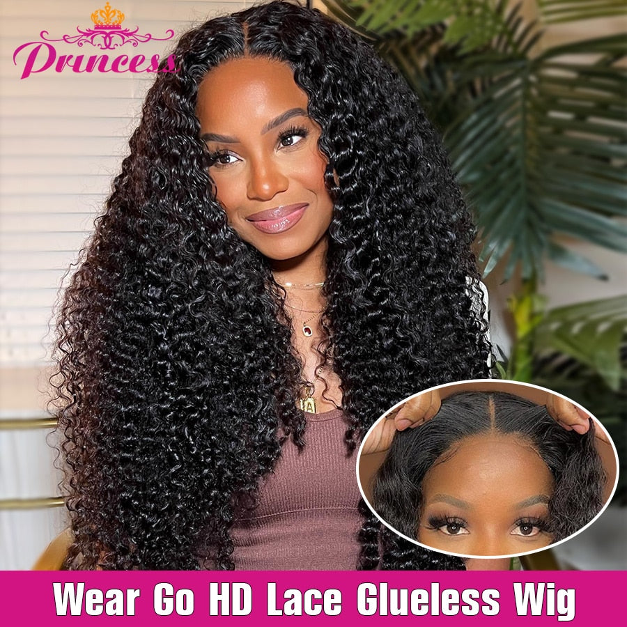 Brazilian Pre plucked Glueless Human Hair Ready to Wear Pre Cut Lace Curly Hair Wig