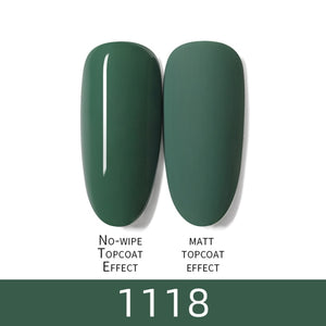 7ml HNUIXTop Coat UV Nail Polish Matte Color Gel Nail Polish Dissolvable Green Series Nail Paint Semi-Permanent Manicure Gel