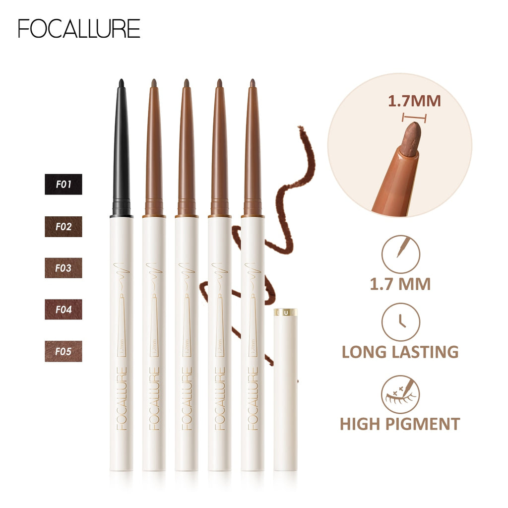 Focallure Ultra-slim 1.7mm Eyeliner Gel Pencil Long Wear Waterproof Eye Makeup Soft High Pigment Eyeliner Pencil