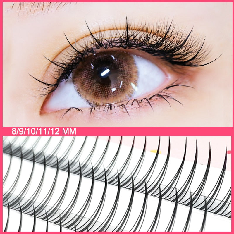 Yelix A/M Shape Professional Makeup Individual Lashes Cluster spikes lash wispy premade russian Natural Fluffy false eyelashes