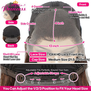 13x4 Straight Pre Plucked Chocolate Brown HD Lace Front Human Hair Wigs