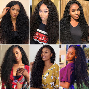 Malaysian Wet and Wavy Curly Human Hair Bundles With Frontal Closure