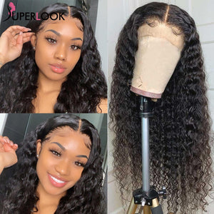 Pre Plucked Deep Curly Lace Closure Wave Frontal Wig