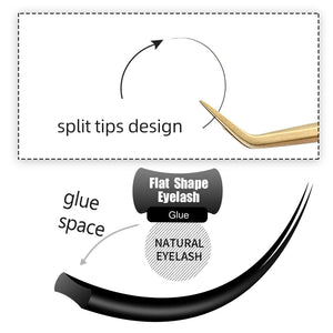 Flat Ellipse Eyelash Split Tips Matte Black Brown Color Super Soft Gentle Natural Eyelash Extension