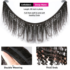 Brazilian Deep Wave Bundles Remy Hair 100% Natural Hair Extension