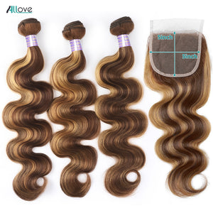 Ombre Honey Blonde Highlight Bundles With Closure