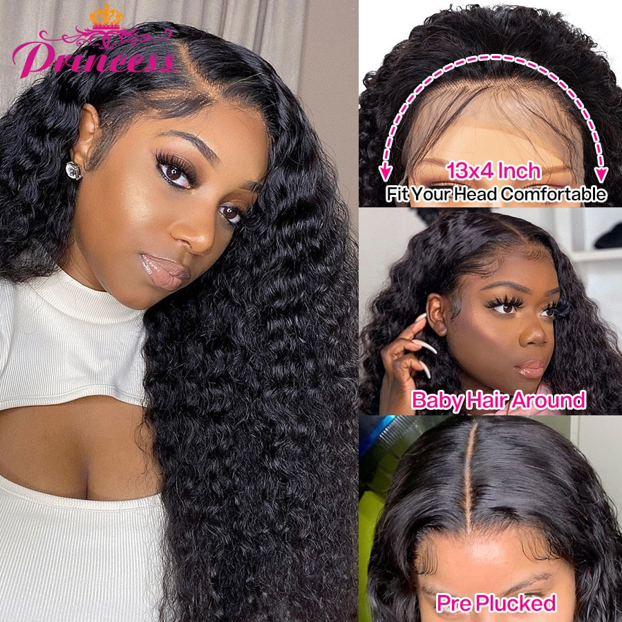 Brazilian Kinky Pre Plucked HD Transparent Curly Human Hair Wigs  With Baby Hair