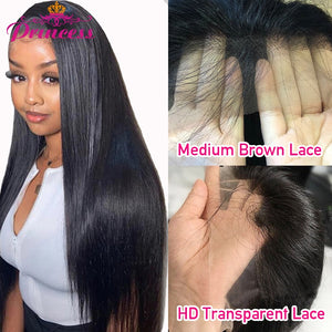 Brazilian Straight PrePlucked HD Transparent Lace Front Wigs