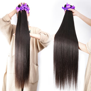 Brazilian Natural Color Straight 100% Remy Human Hair Weave Bundles
