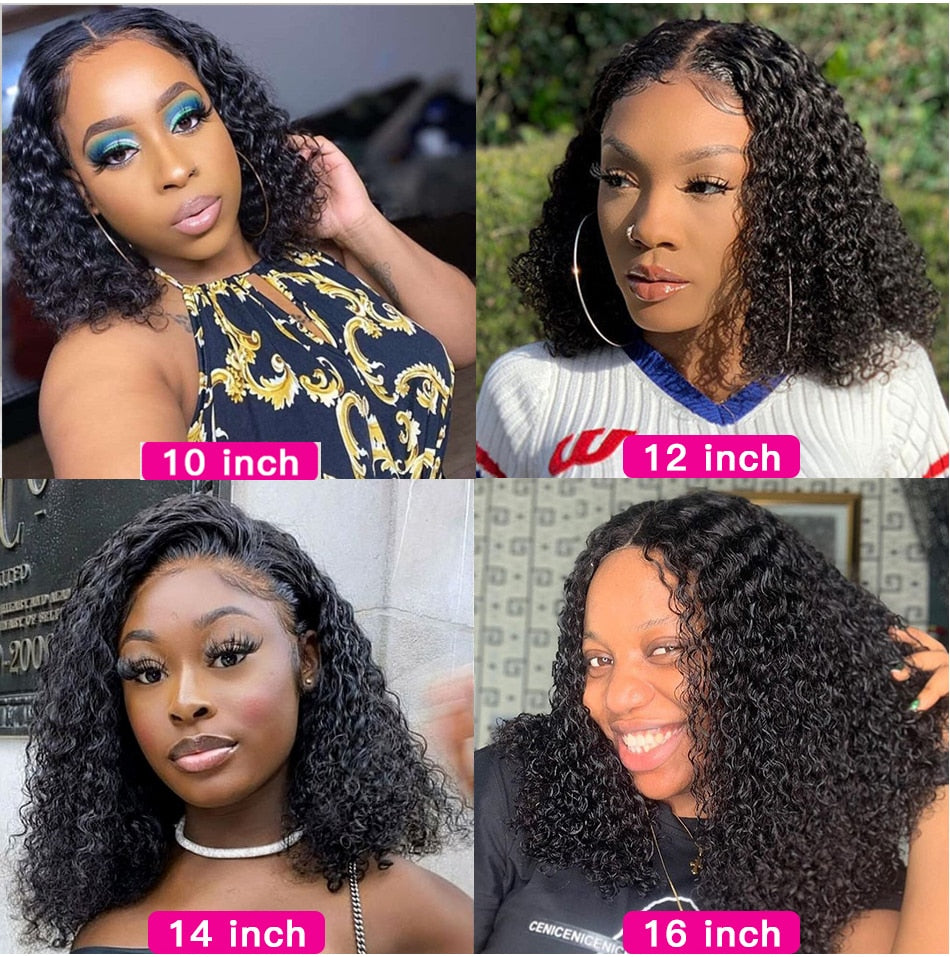 Brazilian Short Curly Bob PrePluck Lace Front Human Hair Wigs With Baby Hair