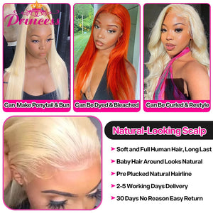 Pre Plucked Brazilian 613 HD 13x4 Transparent Blonde Lace Front Human Hair Wig