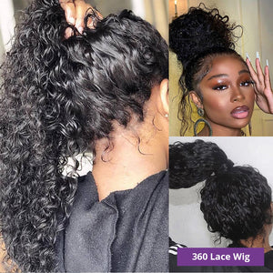 HD 360 Curly Water Wave Wig 4x4 5x5 Lace Front Closure Wig