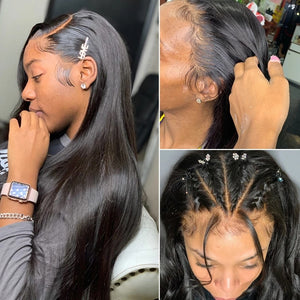 Pre Plucked Bone Straight Human Hair Lace Frontal Wig with Baby Hair