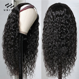 Human Hair Headband Scarf Water Wave Human Hair Wigs