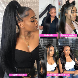 Straight Human Hair Transparent Lace Frontal Wig