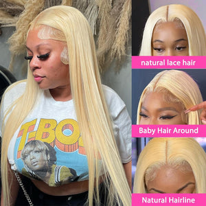 Brazilian Straight HD Honey Blonde Lace Front Human Hair Wigs