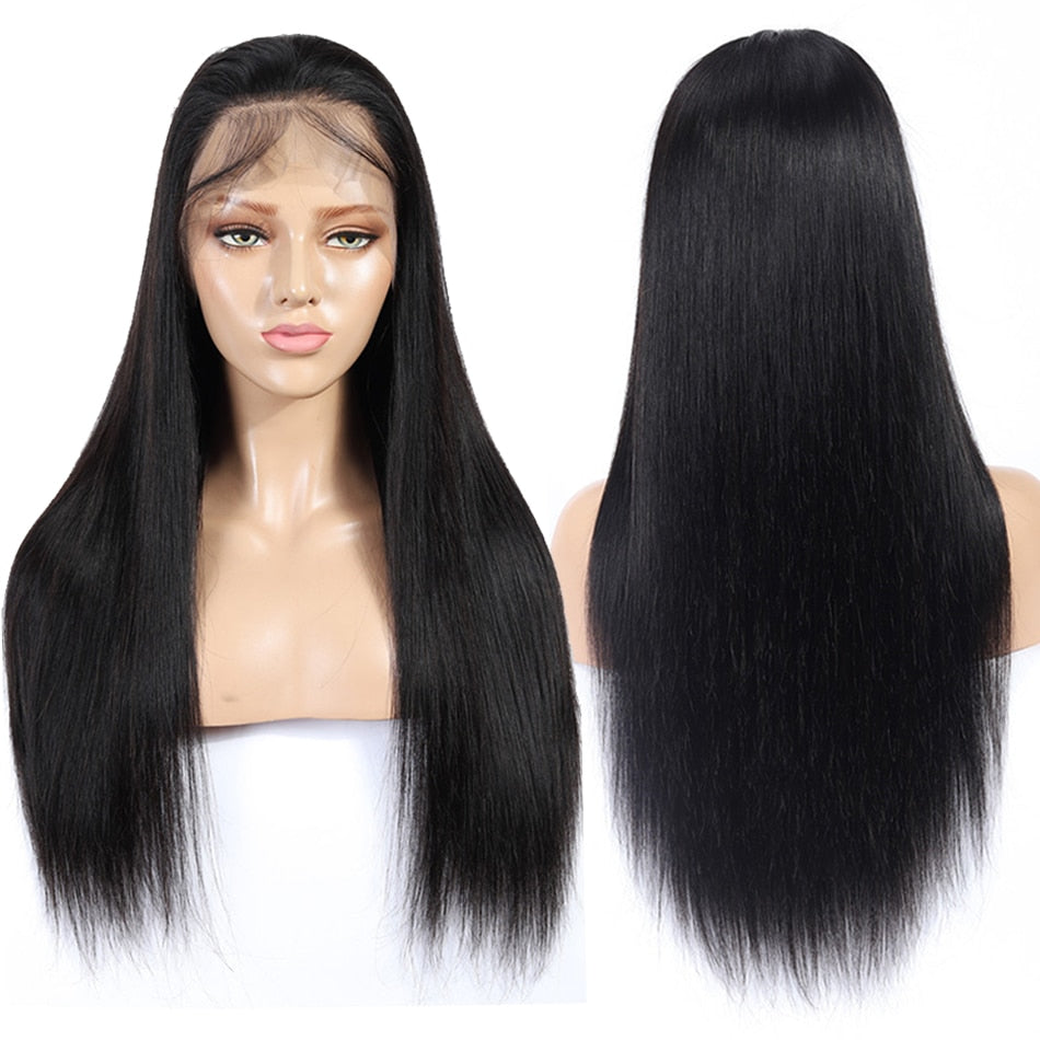 Bone Straight Pre Plucked HD Transparent Lace Front Human Hair Wigs