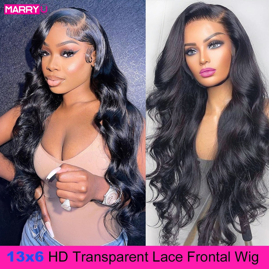 Brazilian HD Transparent Body Wave Human Hair Full Lace Front Wig