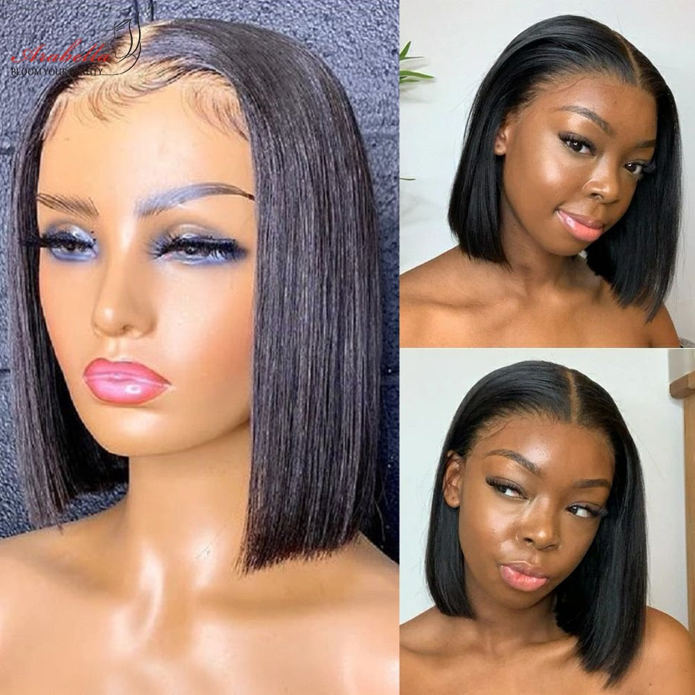 PrePlucked Transparent Lace Front Human Hair Wig