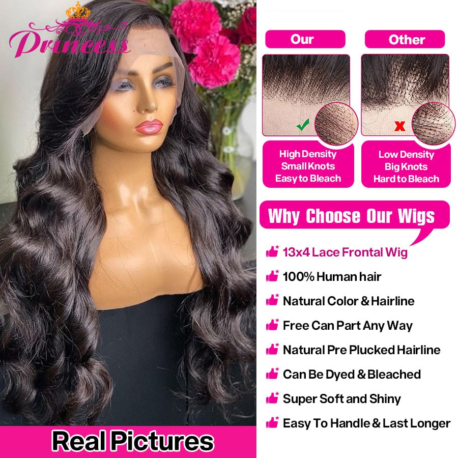 Body Wave Human Hair Transparent Lace Front Wig