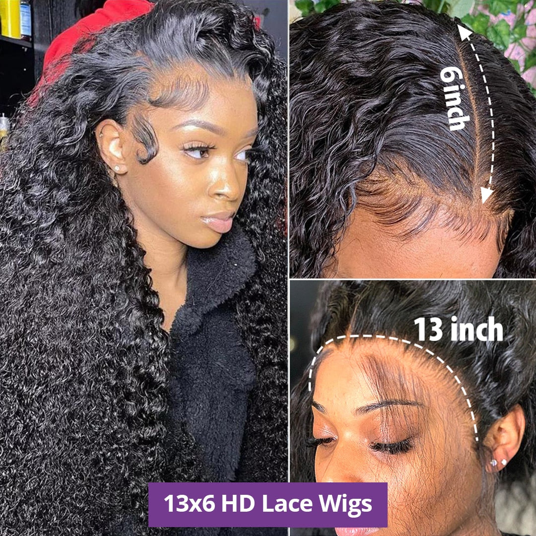 HD 360 Curly Water Wave Wig 4x4 5x5 Lace Front Closure Wig