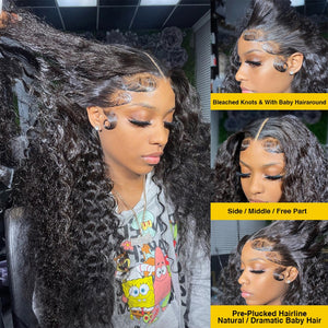 HD Transparent Wet & Wavy Deep Wave Lace Frontal Wig
