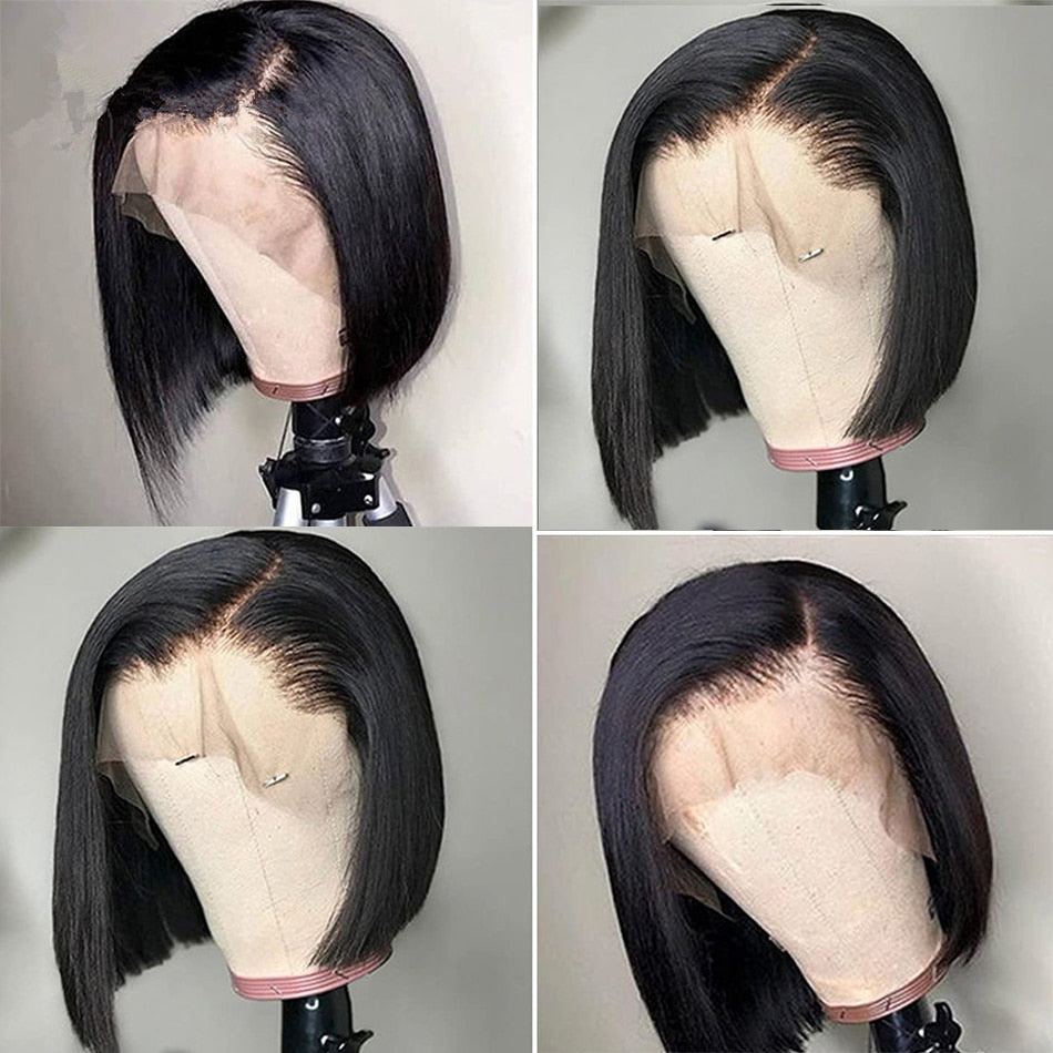 HD Transparent Bone Straight Bob Lace Front Human Hair Wigs