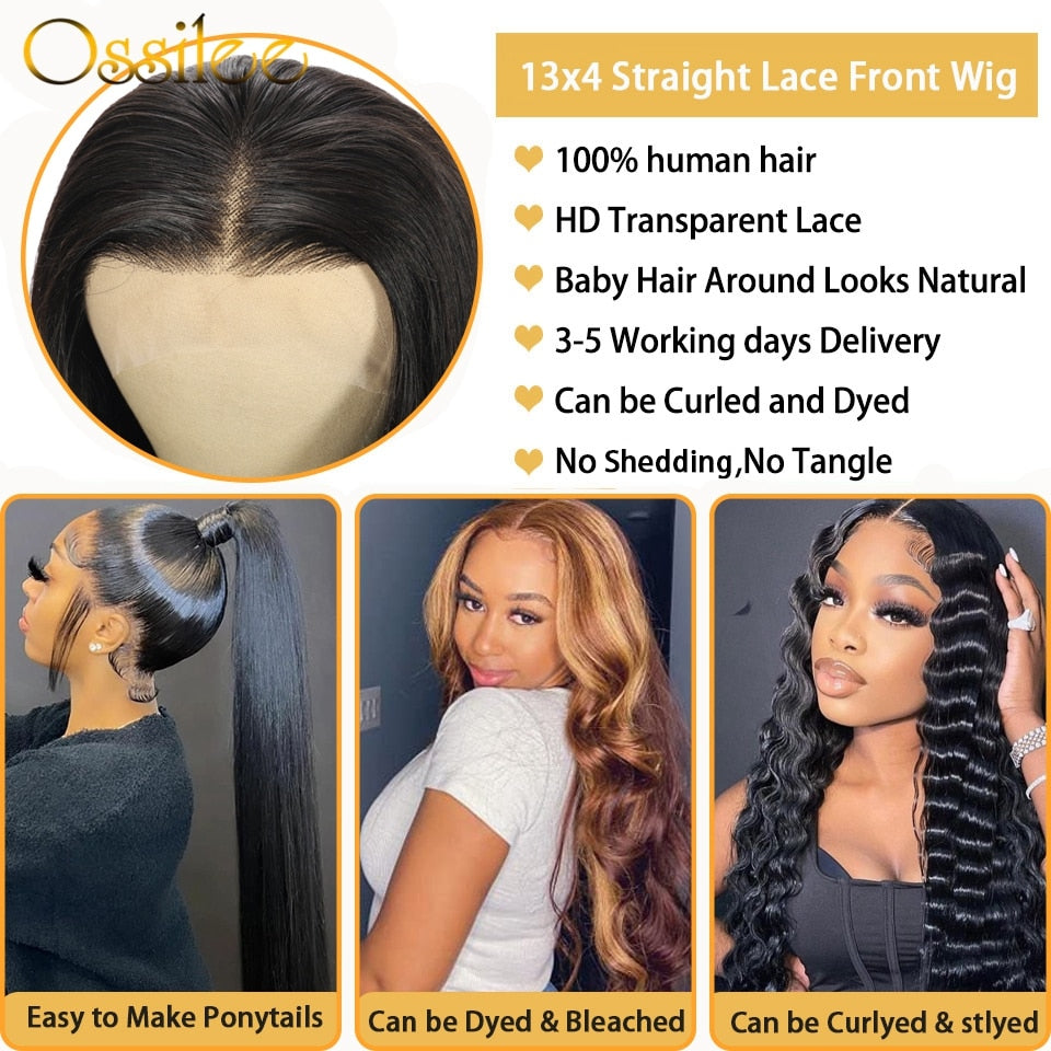 Straight Brazilian Lace Front Human Hair Wigs