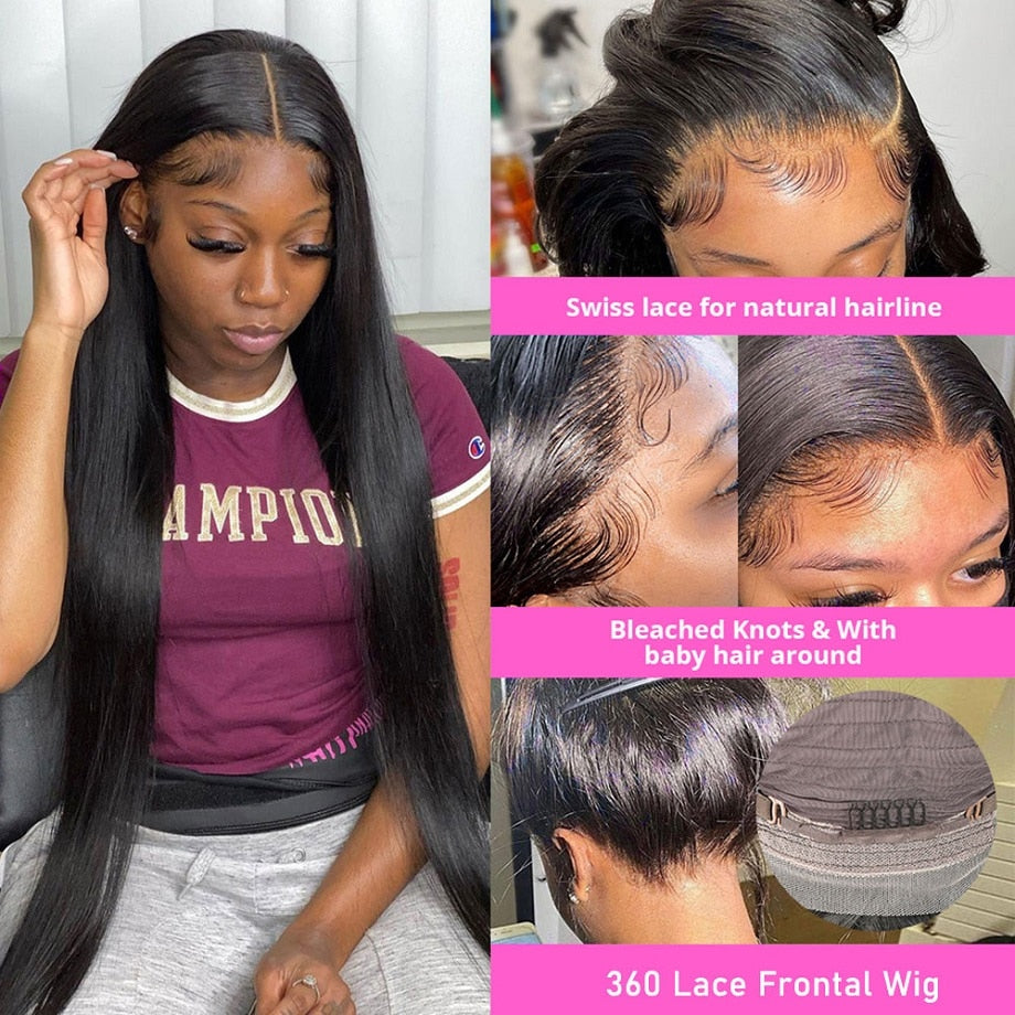 Pre Plucked Bone Straight Human Hair Lace Frontal Wig with Baby Hair