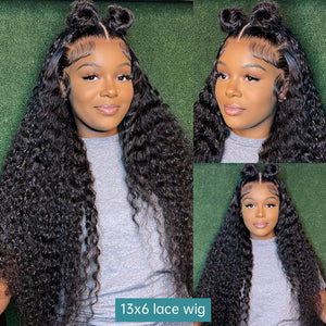 Full Transparent Deep Water Wave curly Lace Frontal Human Hair Wig