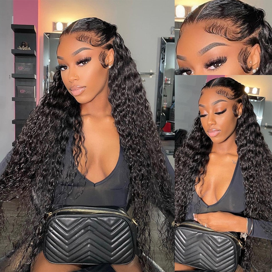 Brazilian Water Deep Wave HD Lace Front Wigs With Closure