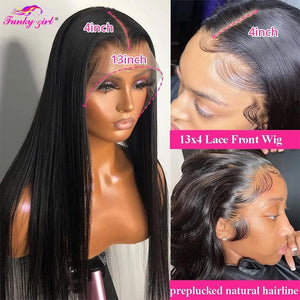 Brazilian Straight Glueless Pre Plucked Transparent Lace Front Human Hair Wigs