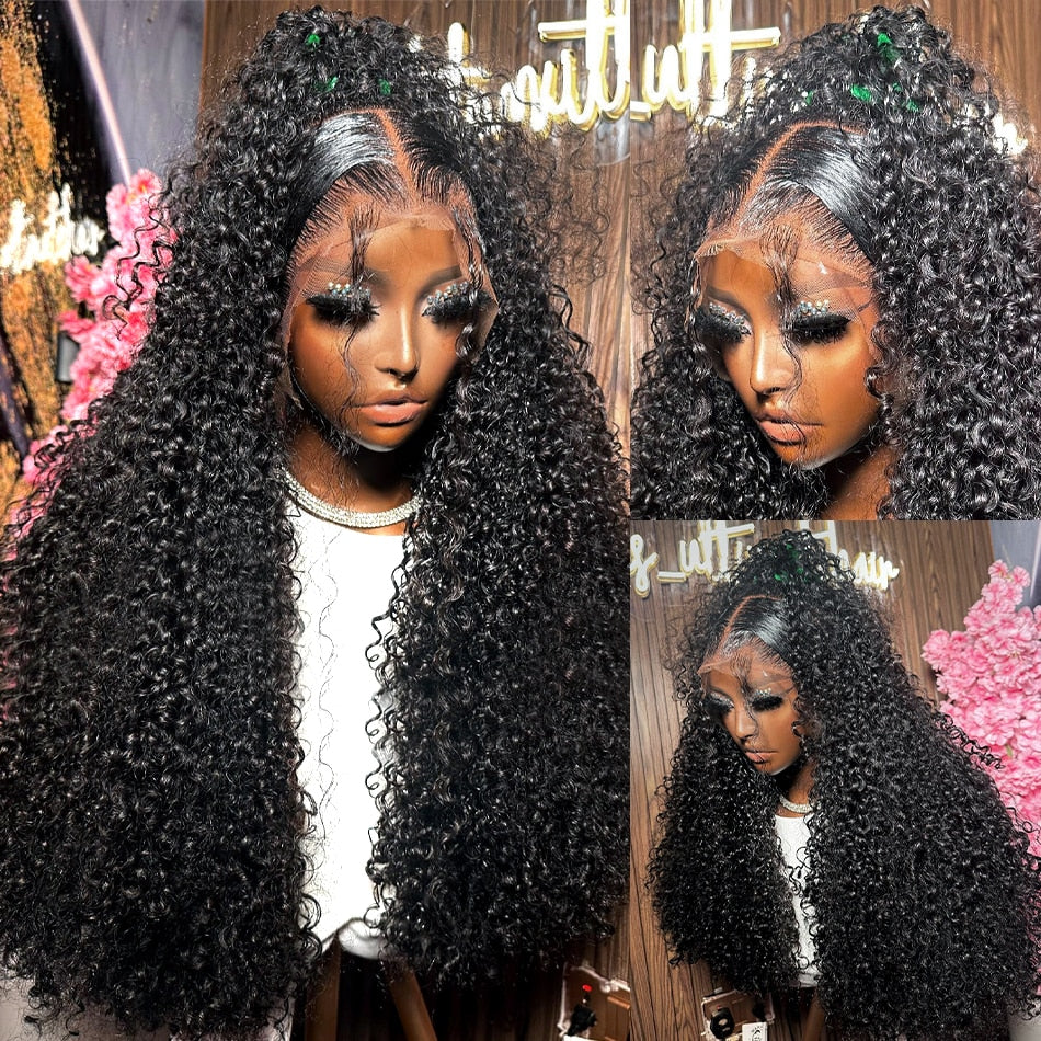 Full Transparent Deep Water Wave curly Lace Frontal Human Hair Wig