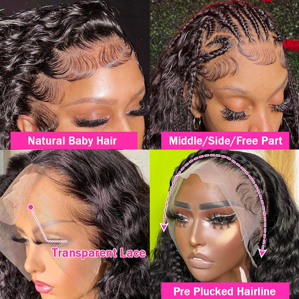 Pre Plucked Water Wave Lace Front Wigs With Baby Hair