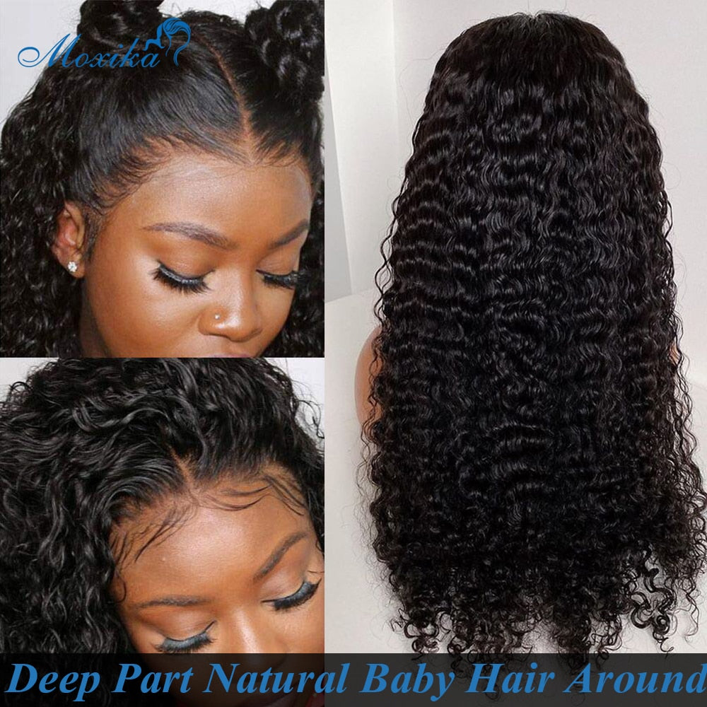 PrePlucked Human Hair Deep Wave Lace Frontal Closure Wig
