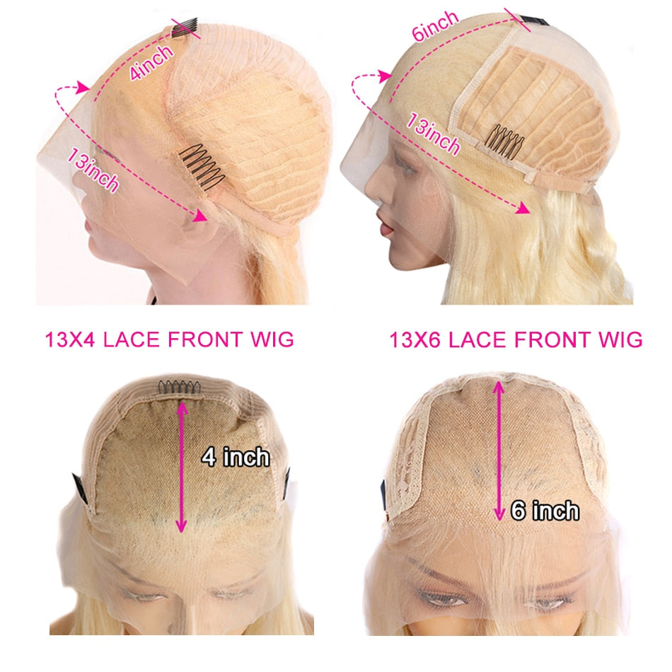 Brazilian Bone Straight HD Transparent Blonde Human Hair Lace Frontal  Wigs