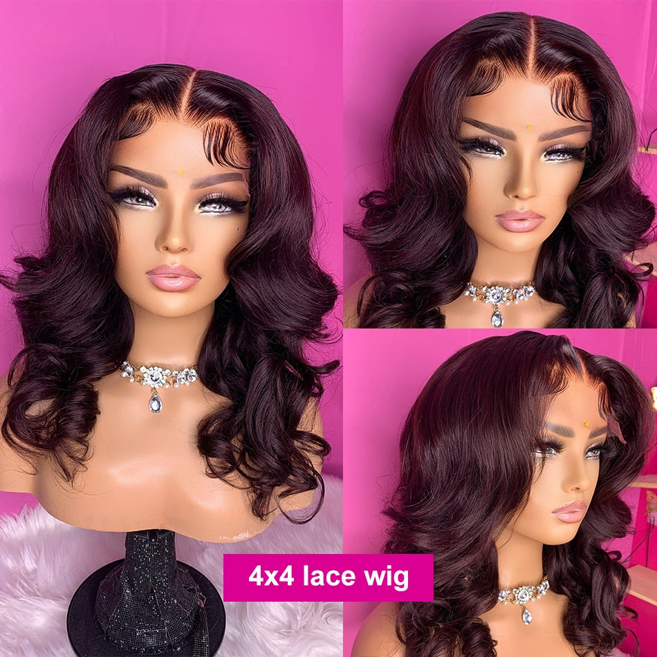 Short Water Body Wave Lace Frontal Bob Wig With T Part Closure