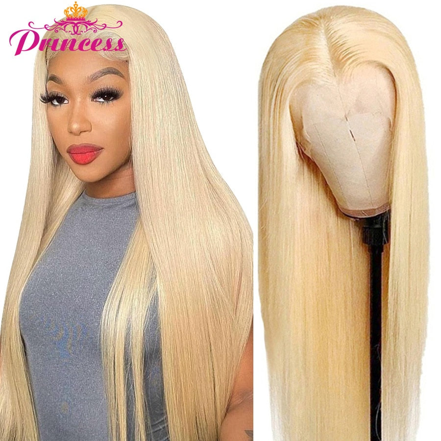 Pre Plucked Brazilian 613 HD 13x4 Transparent Blonde Lace Front Human Hair Wig