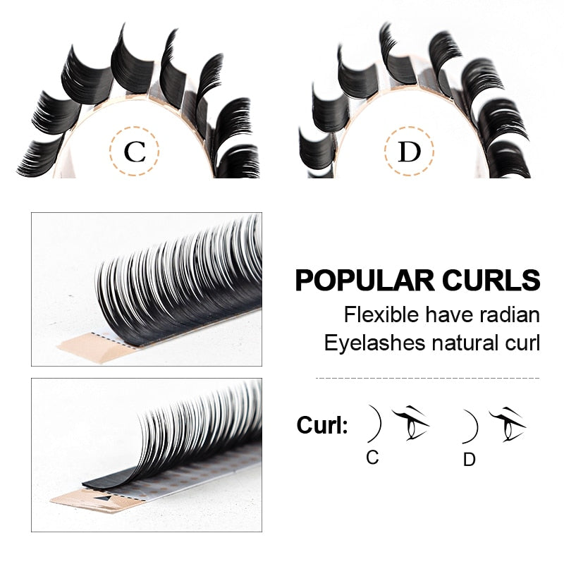 Natural C/D Curl Soft Wispy Individual False Eyelash Extensions