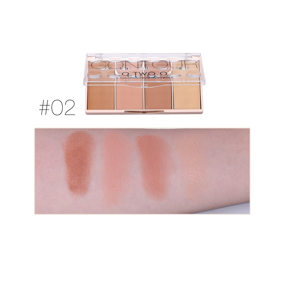 O.TWO.O Contour Palette Face Shading Grooming Powder Makeup 4 Colors Long-Lasting Face Make Up Contouring Bronzer Cosmetics