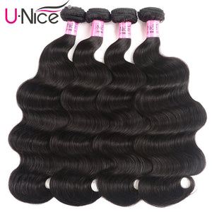 UNICE 30Inch Body Wave Brazilian Virgin Hair Bundles Natural Color 100% Human Hair Weave 1/3/4 pcs for Africa American Women