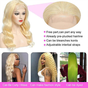 Brazilian Blonde Body Wave Transparent Lace Front Remy Wigs