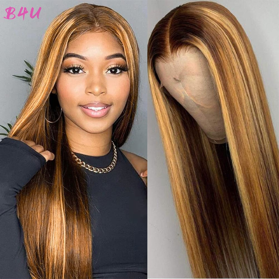 Brazilian Honey Blonde Transparent Human Hair Lace Wigs