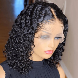 Brazilian Short Curly Bob PrePluck Lace Front Human Hair Wigs With Baby Hair