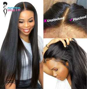 Bone Straight Transparent Human Hair Lace Frontal Wig