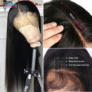 Bone Straight Transparent Human Hair Lace Frontal Wig