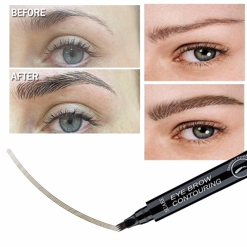 1 Pcs Makeup Eyebrow Pencil Liquid Makeup Pencil Waterproof  Brown Eyebrow Pencil with Fork Tip Durable Tattoo Pen
