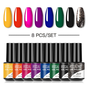 ROSALIND Gel Nail Polish Set  24PCS Winter Semi Permanent Gel Hybrid Varnish Need Base Top Coat Nails Art Nail Polish Kit