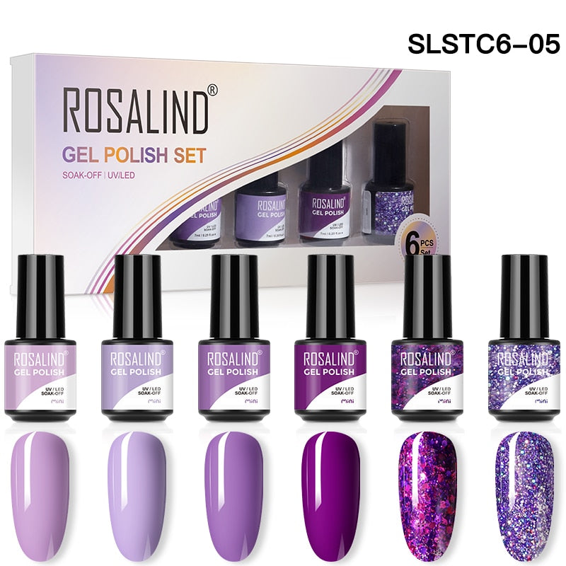 ROSALIND Gel Nail Polish Set  24PCS Winter Semi Permanent Gel Hybrid Varnish Need Base Top Coat Nails Art Nail Polish Kit