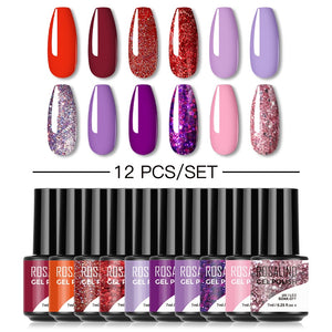 ROSALIND Gel Nail Polish Set  24PCS Winter Semi Permanent Gel Hybrid Varnish Need Base Top Coat Nails Art Nail Polish Kit